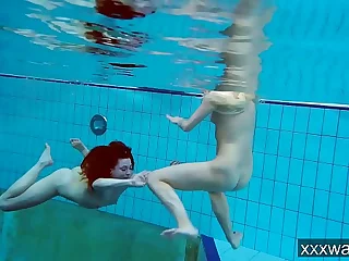Hot Russian girls swimming in the come together